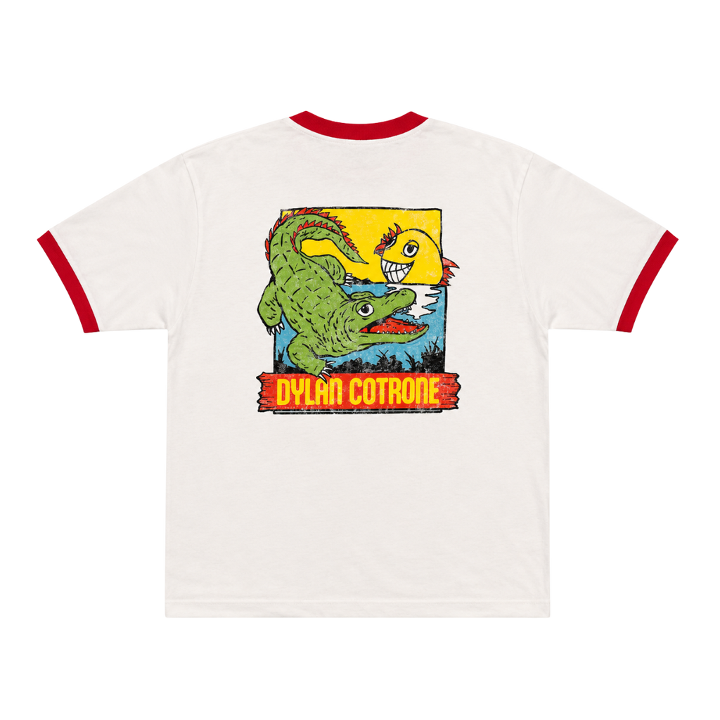 White Red Ringer Logo Tee