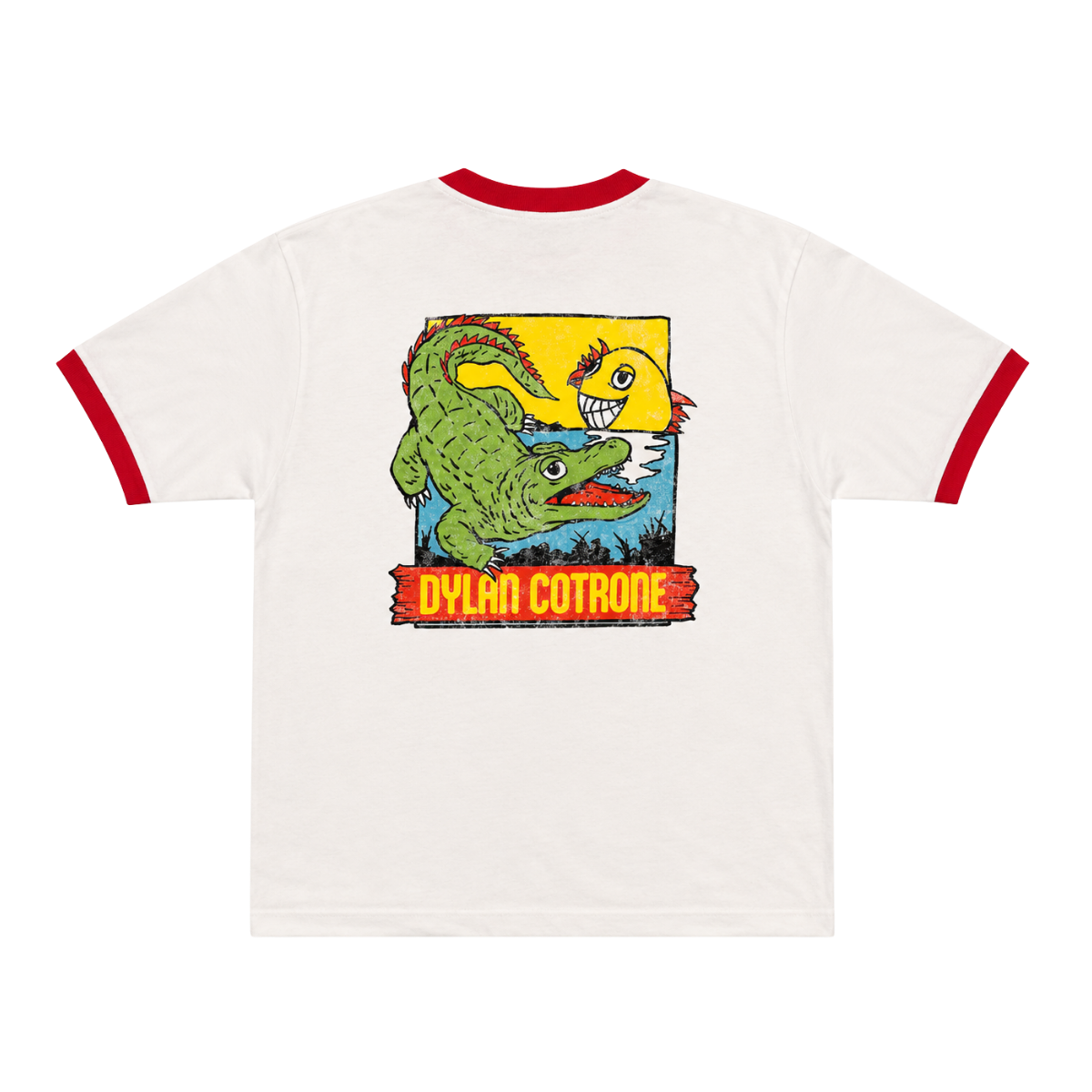White Red Ringer Logo Tee